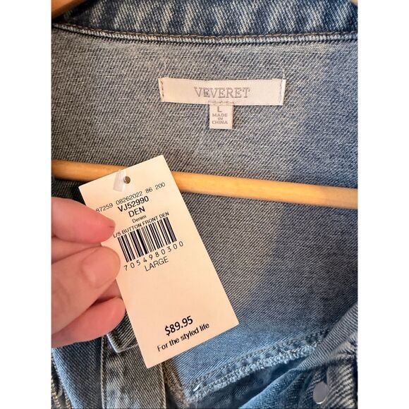 NWT Buckle | Verevert Rhinestone Fringe Denim Jacket size Large - Picture 6 of 10